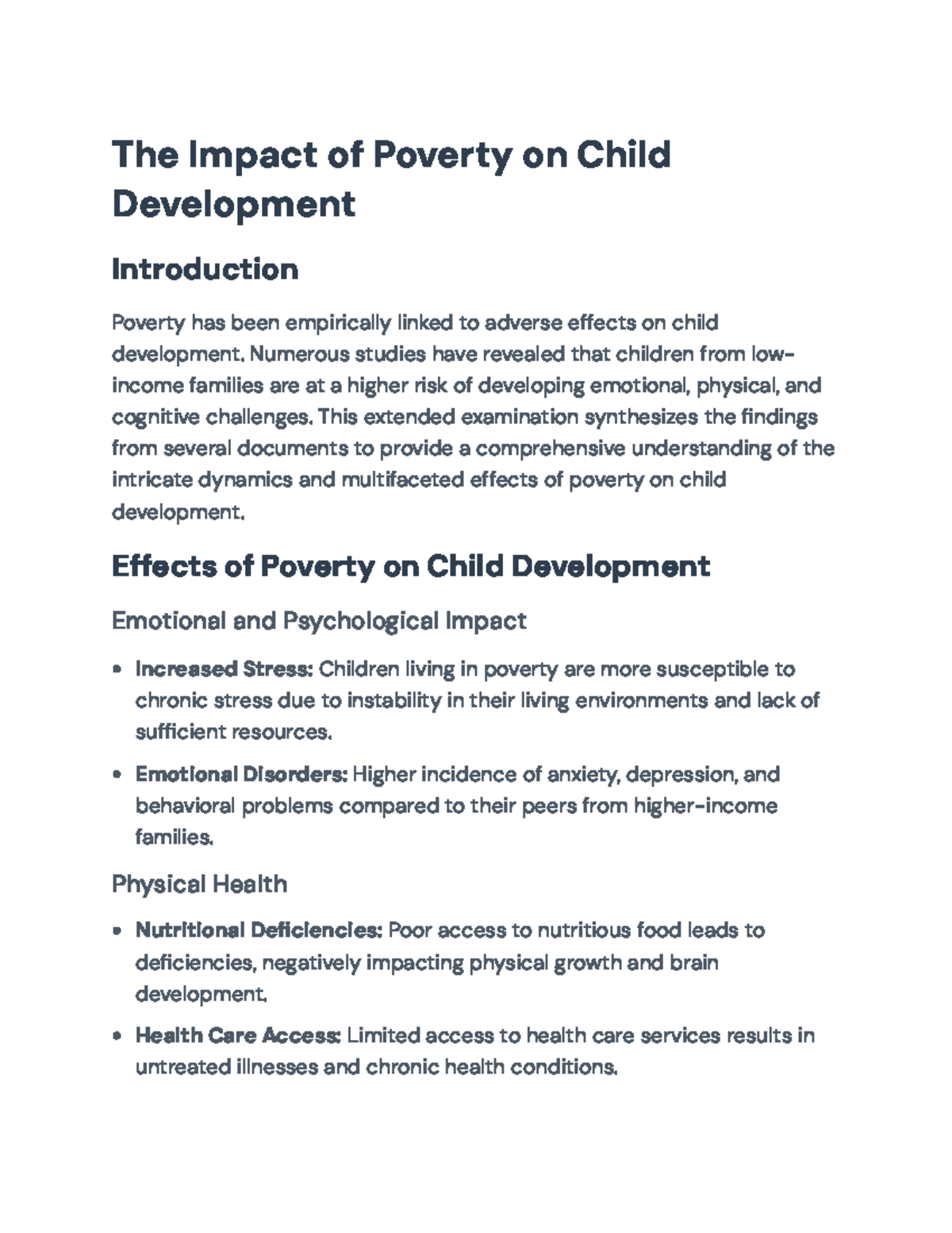 The Impact of Poverty on Child Development: Key Insights and Solutions ...