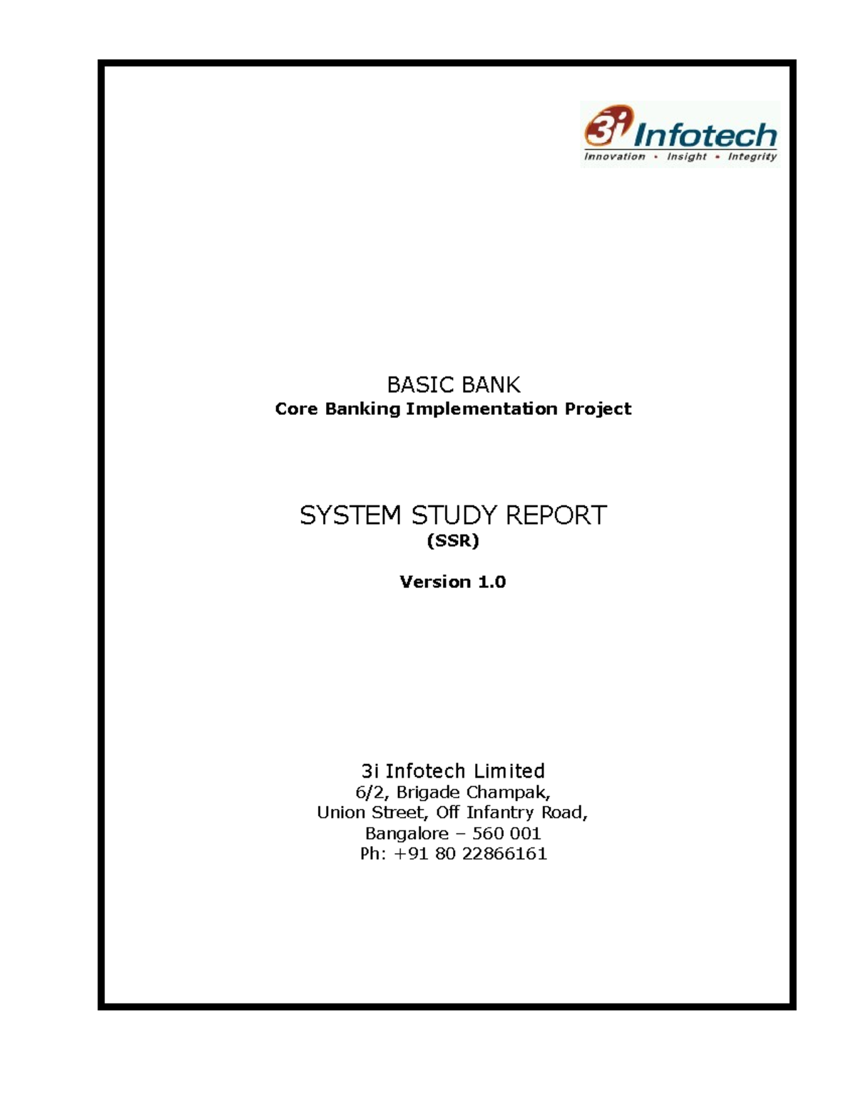 Core Banking Implementation Report for ICICI (SSR) - Studocu