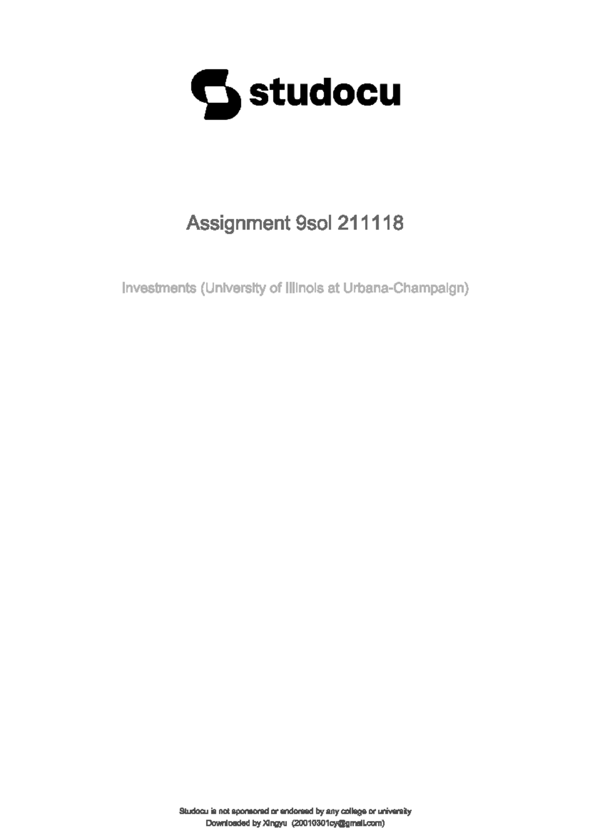 Assignment 9 Solutions for 211118 - Detailed Explanation - Studocu