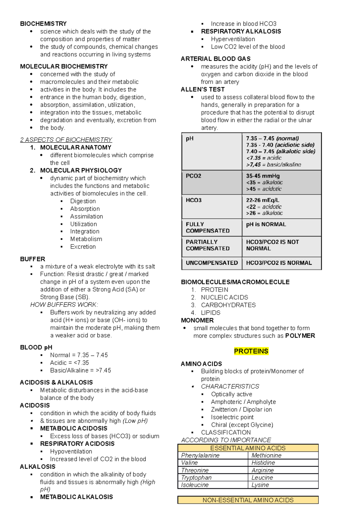 Biochemistry Lecture Notes: BSN Course Overview and Key Concepts - Studocu
