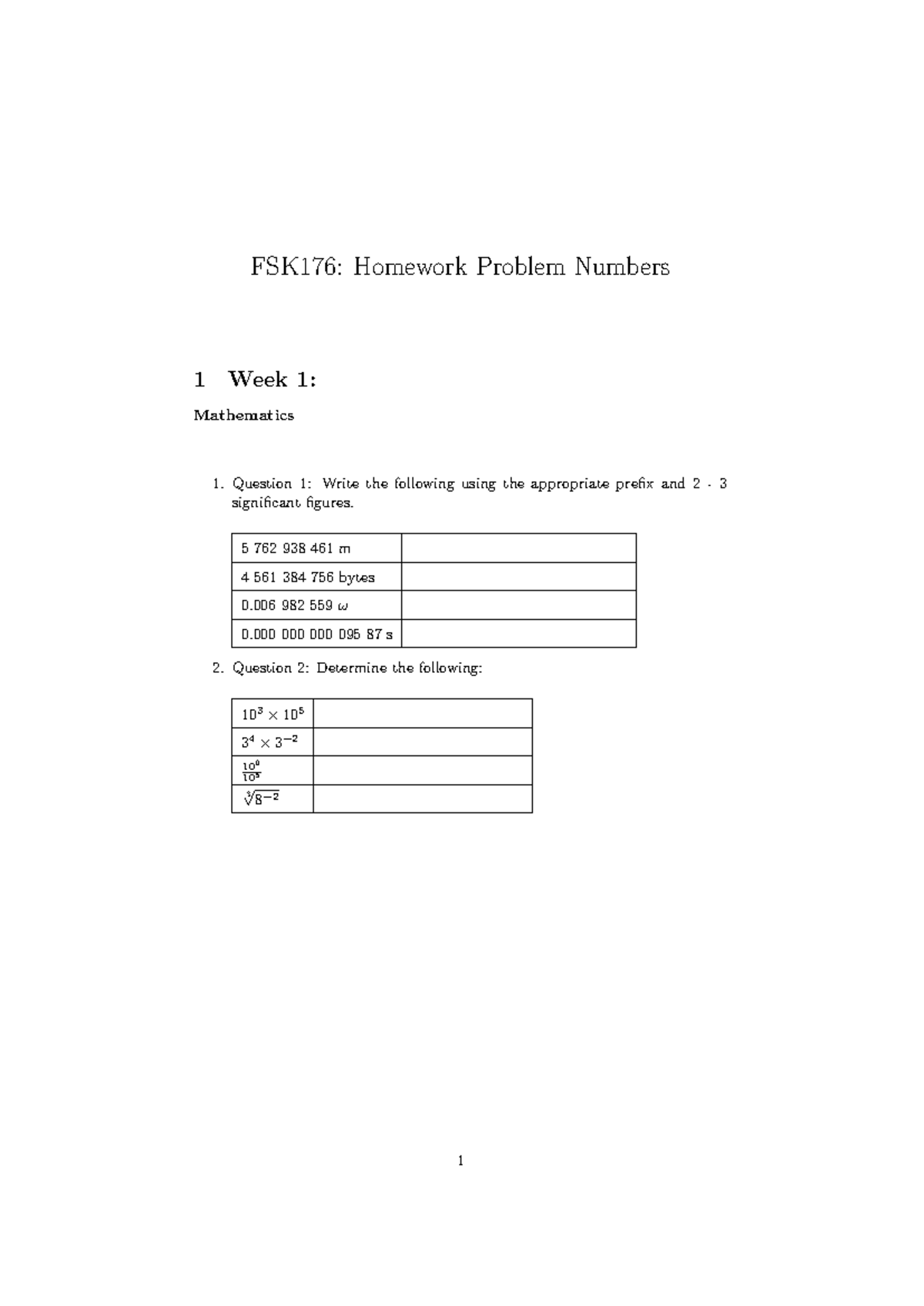 FSK176: Week 1 Homework Problems in Mathematics 1 - Studocu