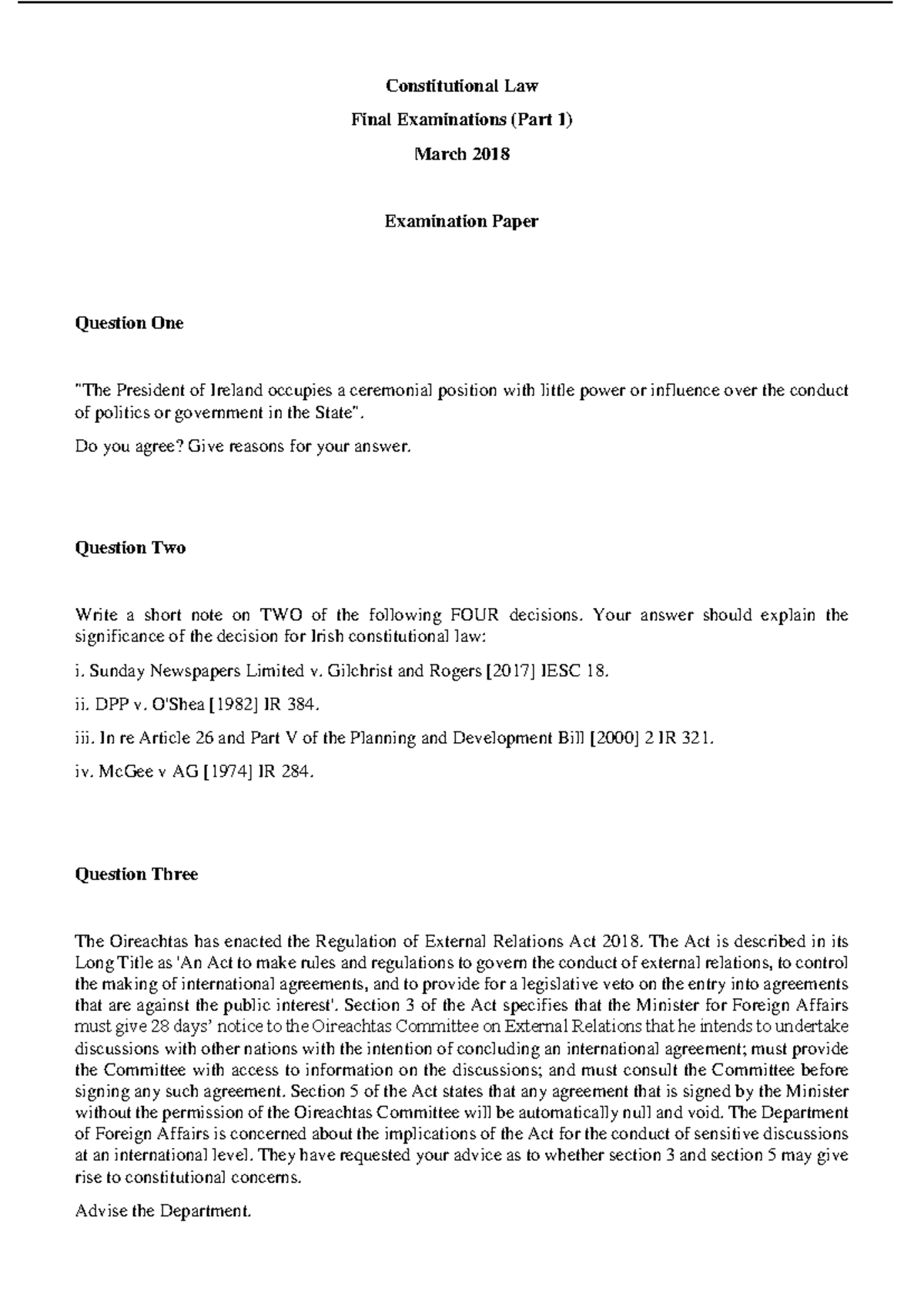 Constitutional Law Final Exam Notes - March 2018 (FE1) - Studocu