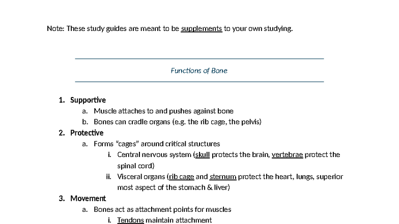 BIOL 251 - Chapter 6 Study Guide: Functions of Bones & Cartilage - Studocu