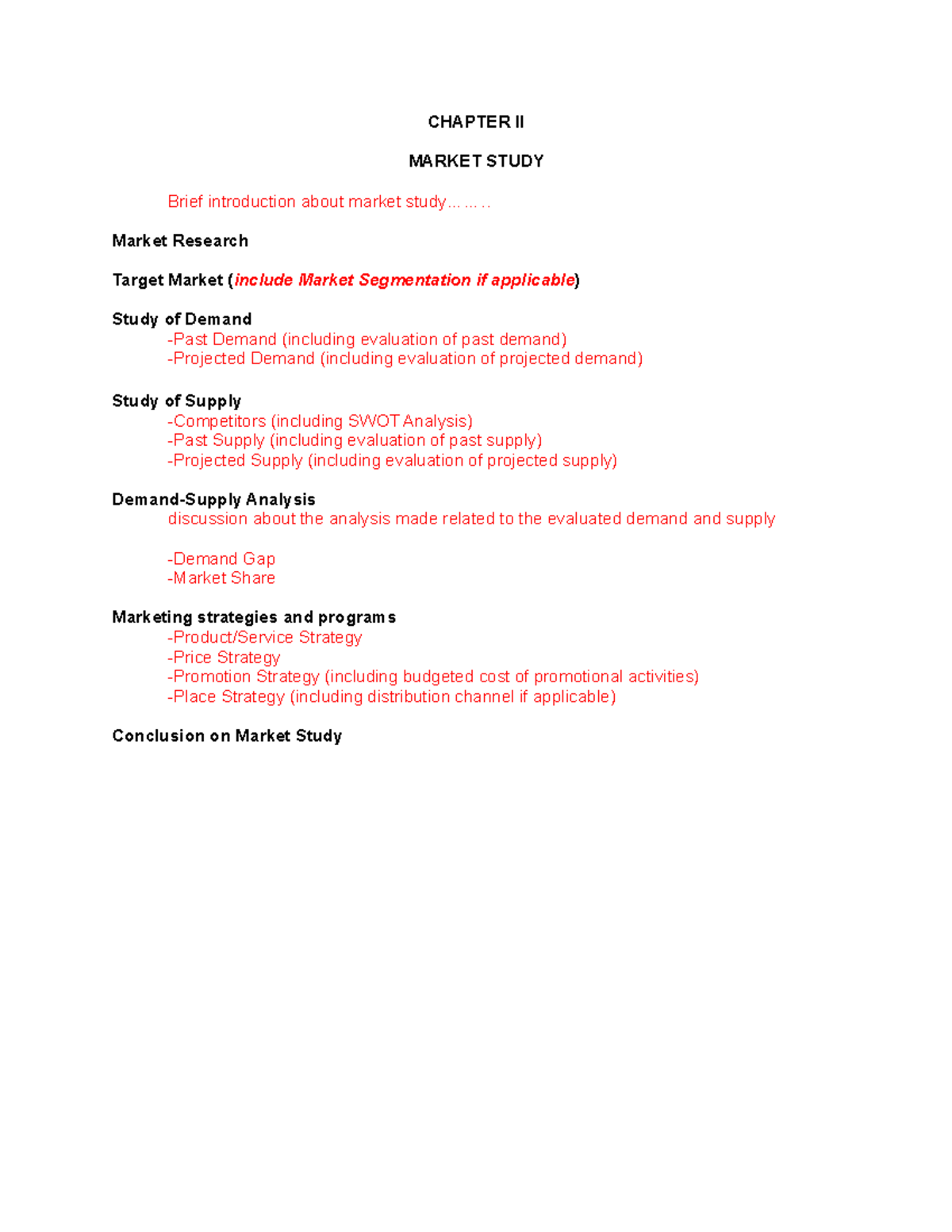 Chapter II Market Study Guide - CHAPTER II MARKET STUDY Brief ...