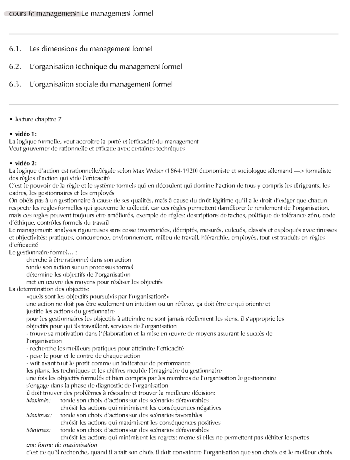 Cours 6 management - cours 6: management: Le management formel Les ...