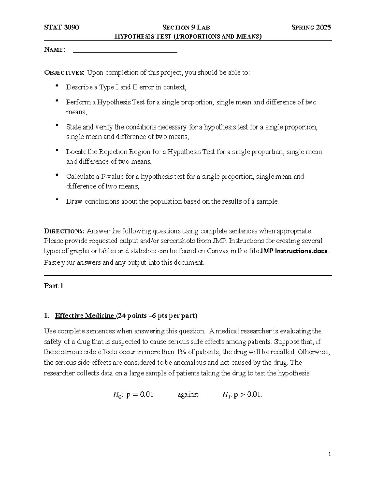 Section 9 Proportions and Means - HYPOTHESIS T EST (PROPORTIONS AND ...