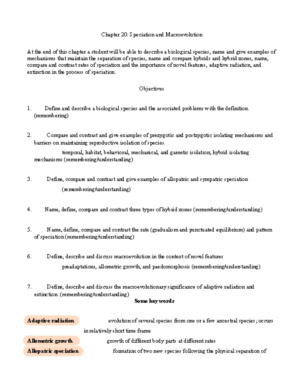 Chap+20-SM23 - Detailed Notes on Speciation and Macroevolution - Studocu