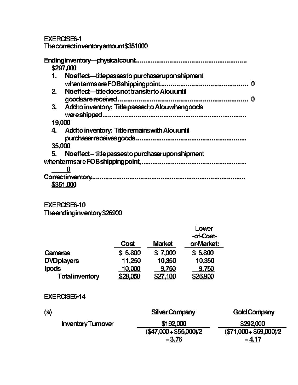 EXERCISE 6 - Inventory Management and Cost Analysis - Studocu