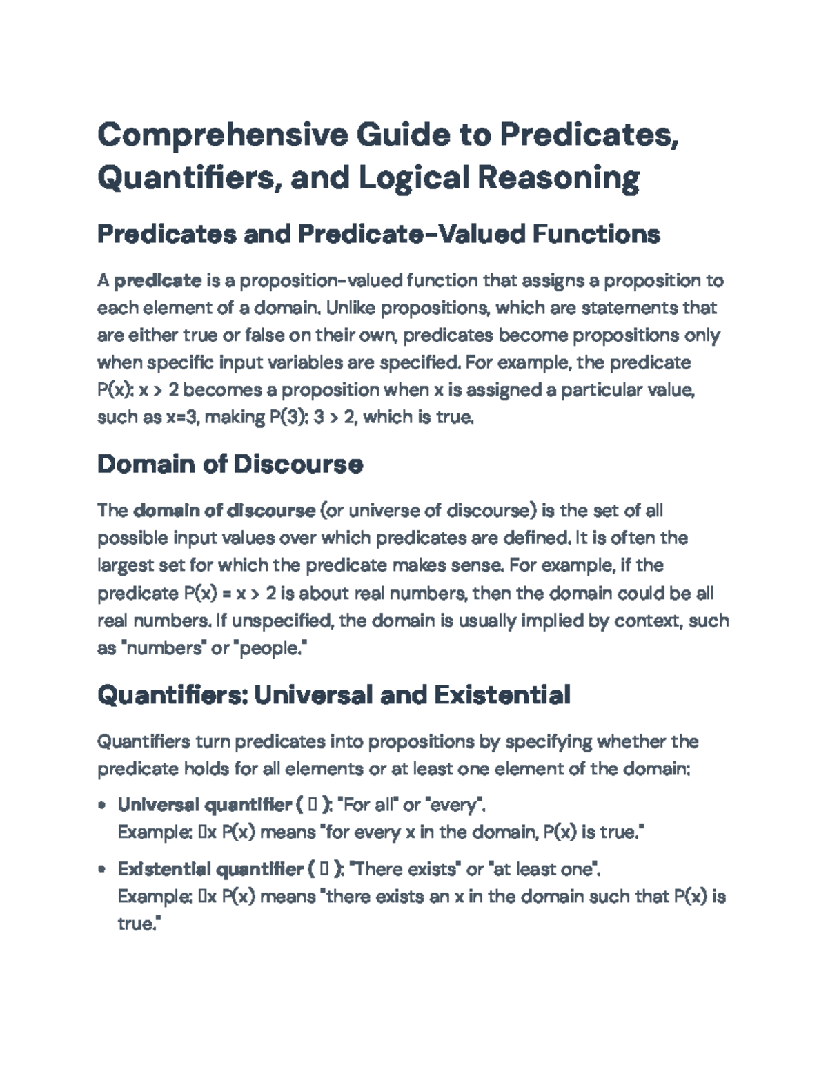 Comprehensive Guide to Quantifiers and Logical Reasoning (CS101) - Studocu