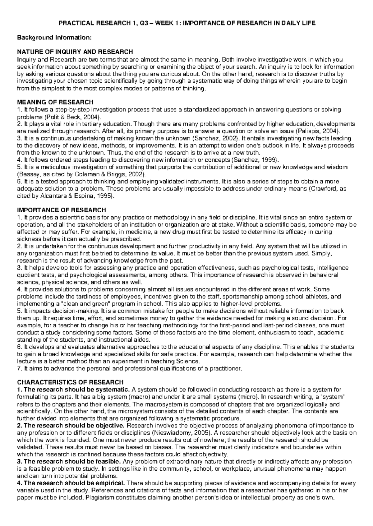Practical Research 1 Q3: Exploring Research Importance & Ethics - Studocu