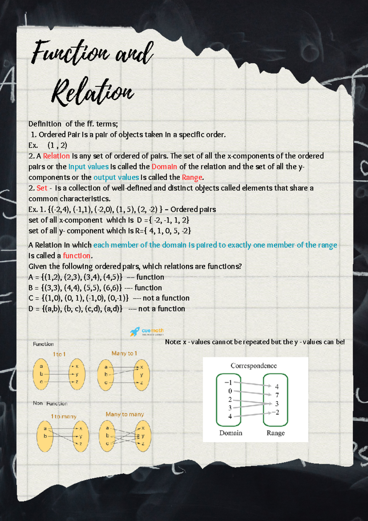 Math 101: Functions and Relations Overview - Pt. 1 - Studocu