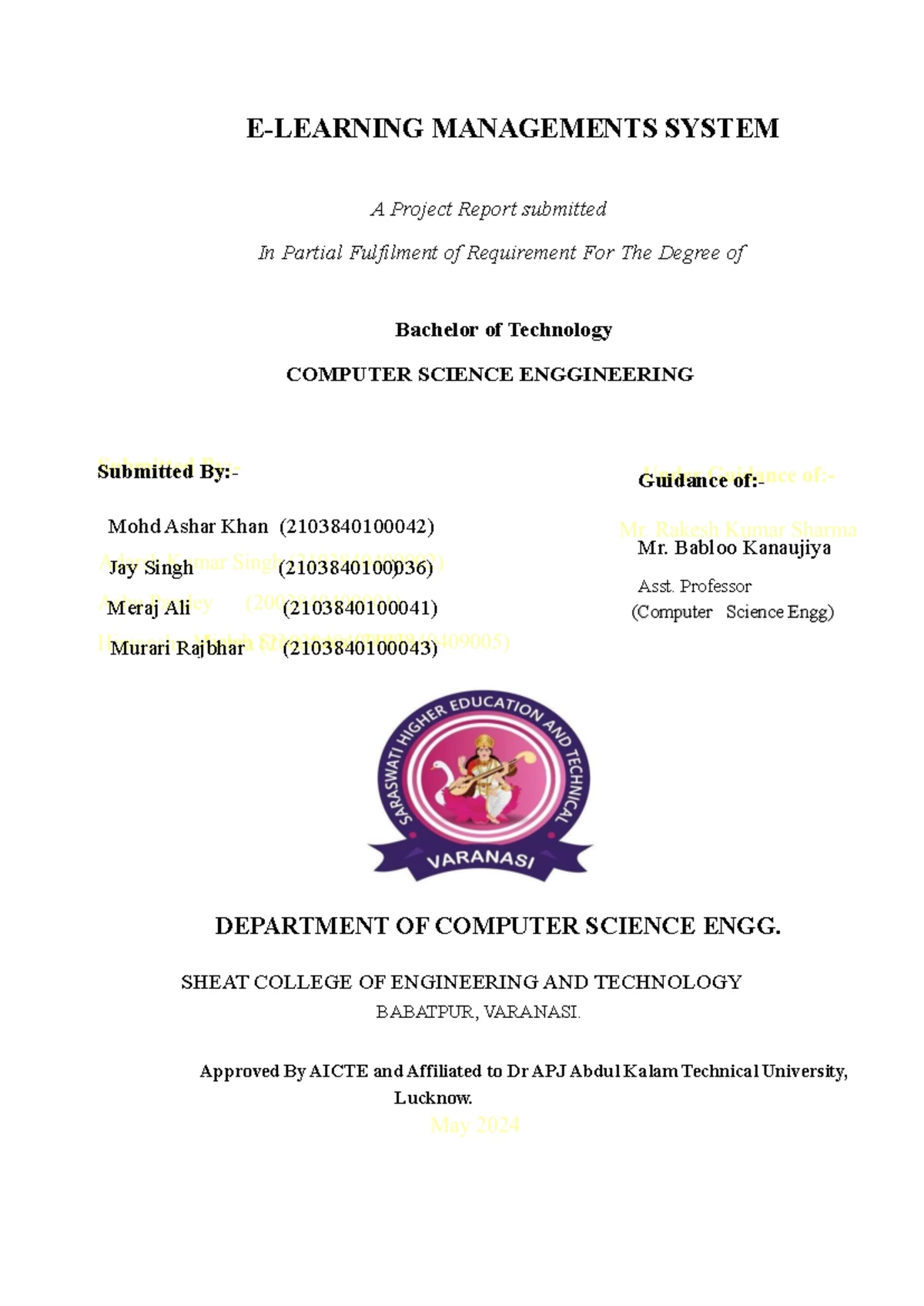 internship report - INTERNSHIP REPORT COMPUTER SCIENCE & ENGINEERING ...