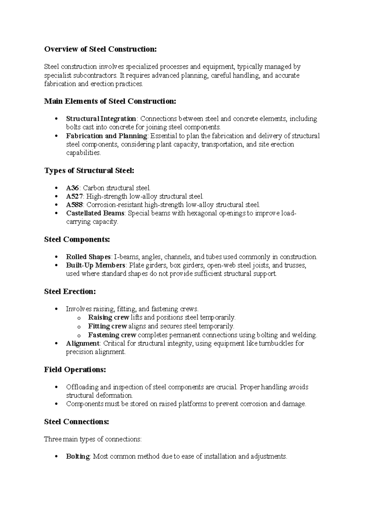 Steel Construction Overview: Key Elements and Processes in Building ...