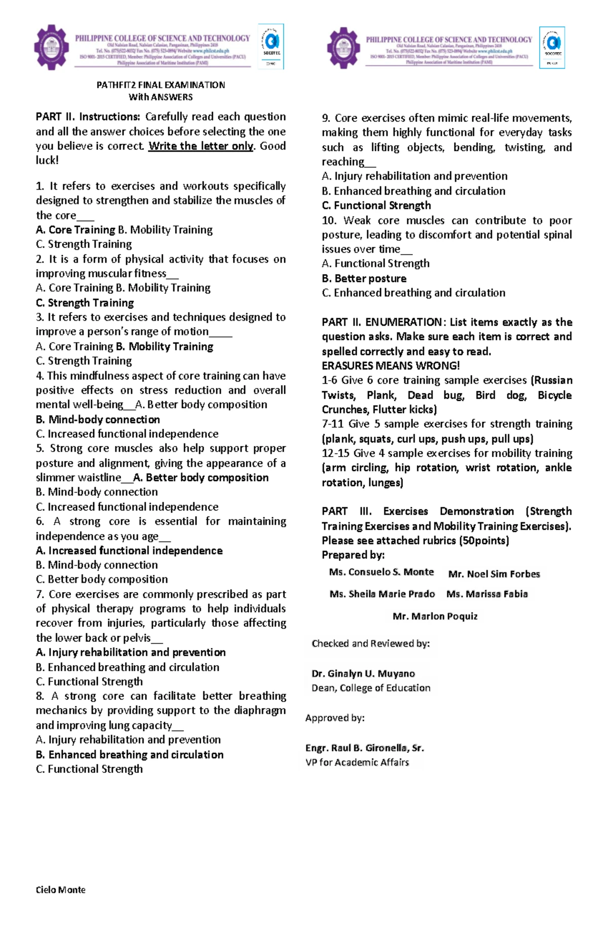 PATHFIT 1: Waiver and Consent Form for Movement Competency Training ...