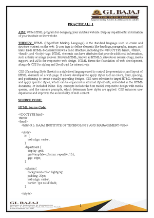 LAB Manual FILE OF WEB Technology - LAB MANUAL FILE OF WEB TECHNOLOGY 1 ...
