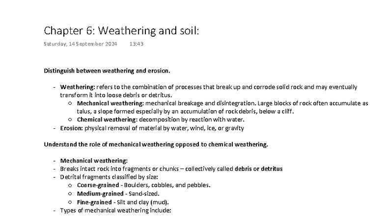Geo-Science Notes (GEO 101): Chapter 6 - Weathering and Soil Processes ...