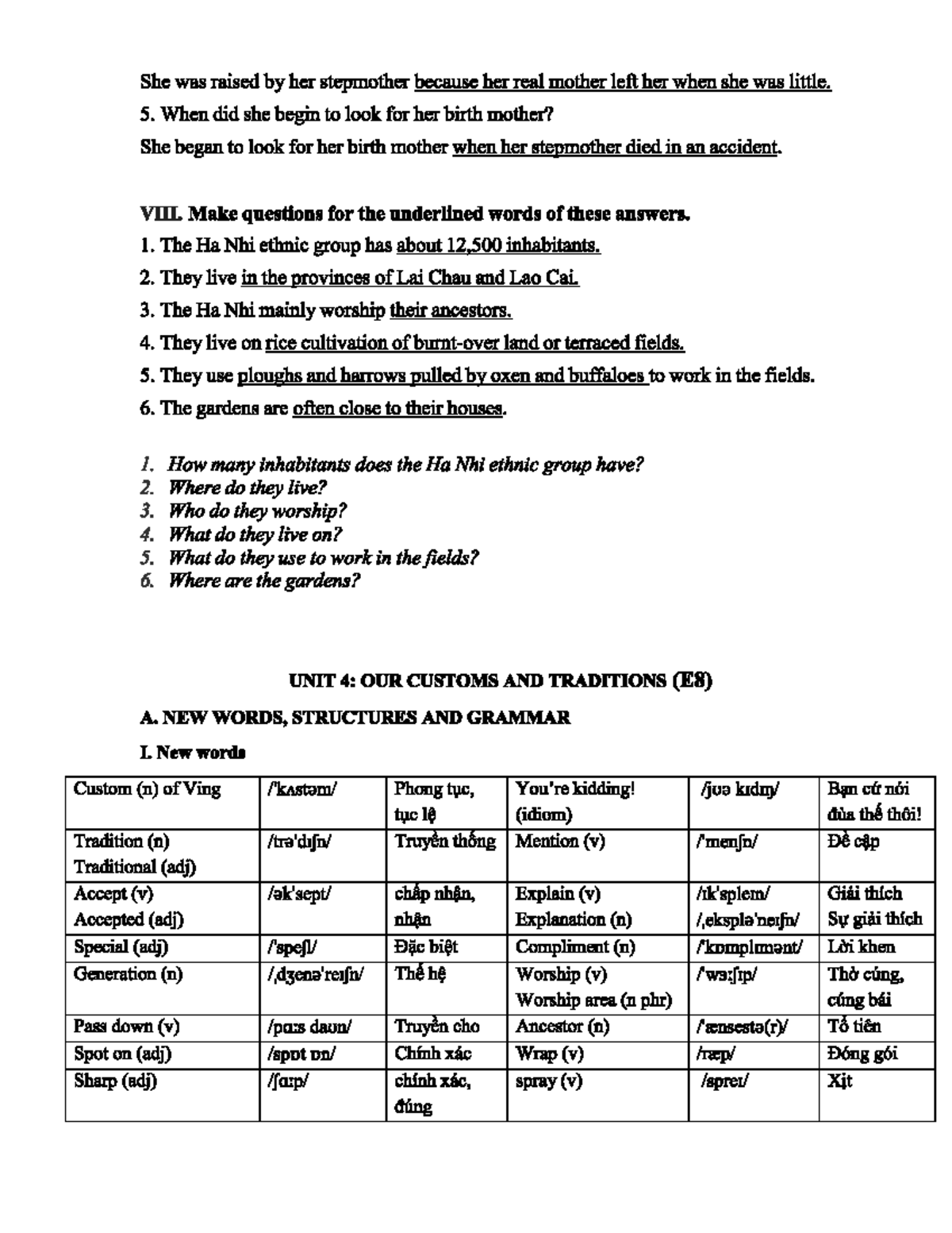 Unit 5 test 1 + từ mới - tiếng anh chuyên ngành - Studocu