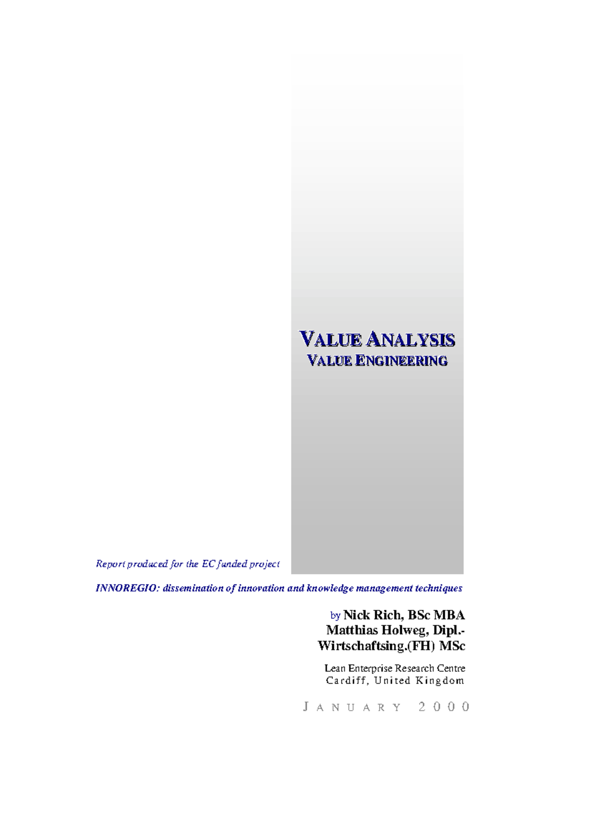Learning unit 2 - 2.4 Value analysis and value engineering - Report ...