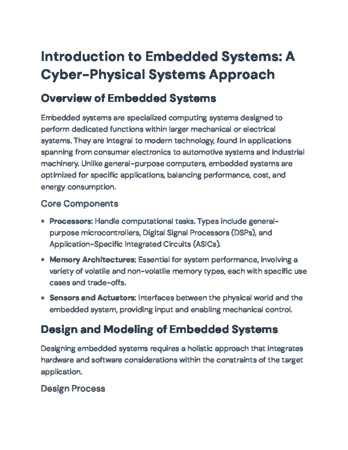 Embedded Systems Design & Security: Overview of Architecture ...