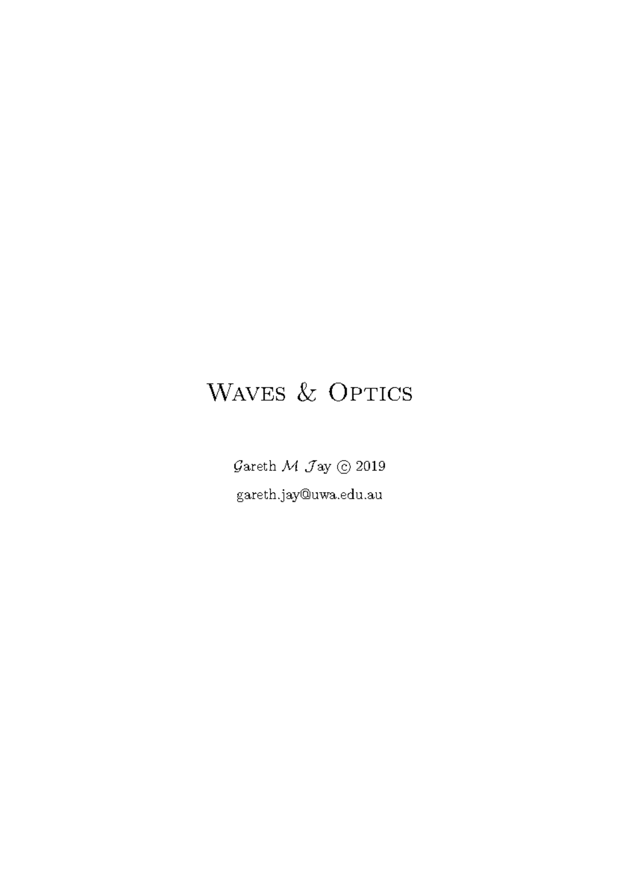 PHYS1001 Waves & Optics Lecture Notes Overview and Analysis - Studocu