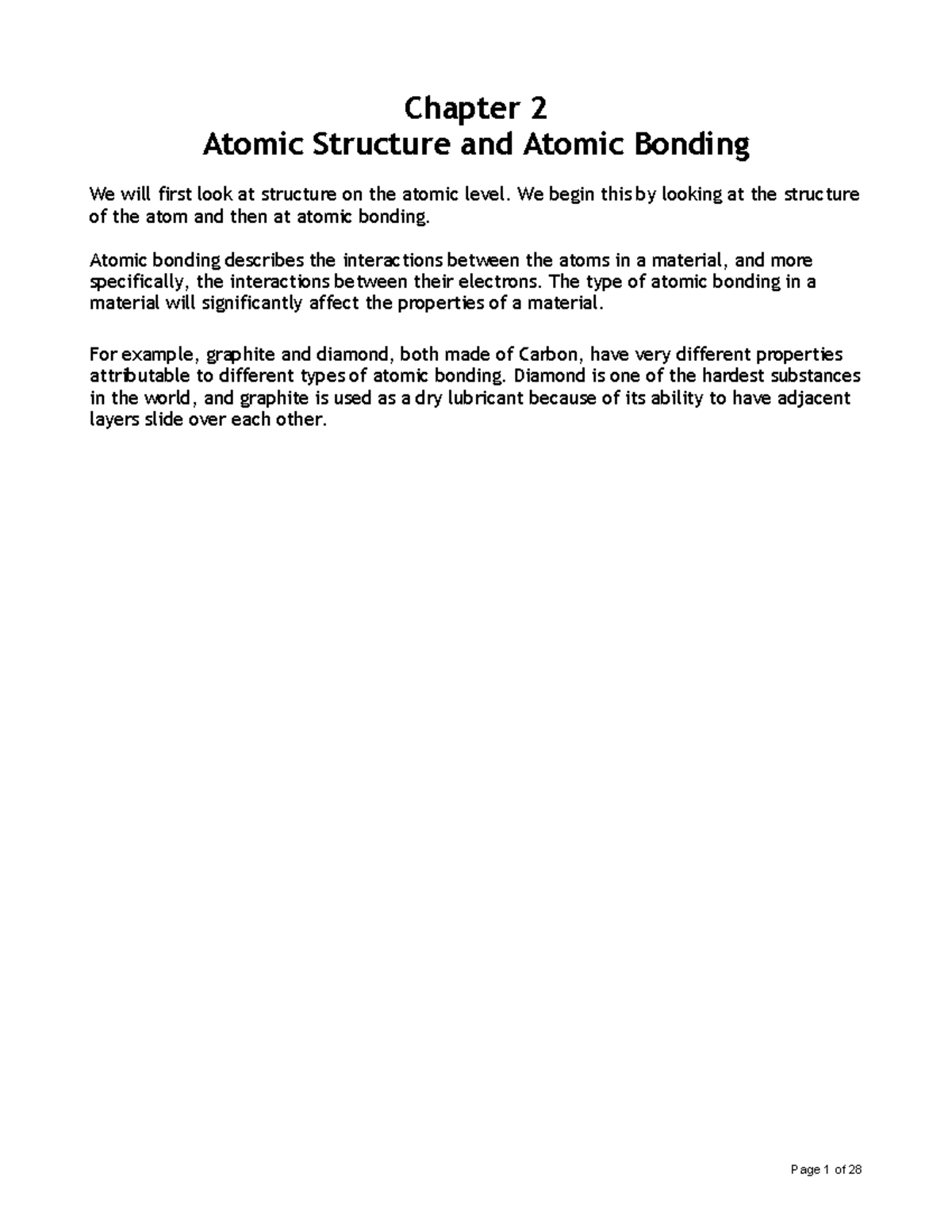 Atomic Bonding - Chemistry Lecture Handout 3: Structure & Quantum ...