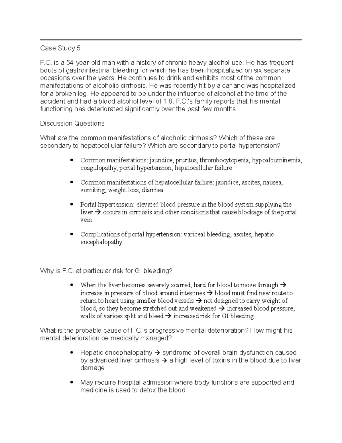 Case Study 5: Understanding Alcoholic Liver Disease and Its ...