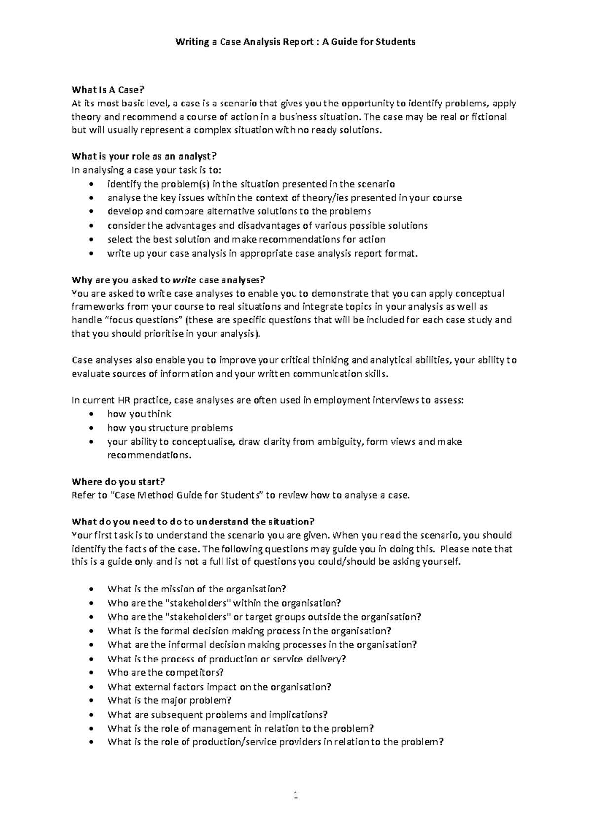 HRM 305: Writing an Effective Case Analysis Report Guide - Studocu