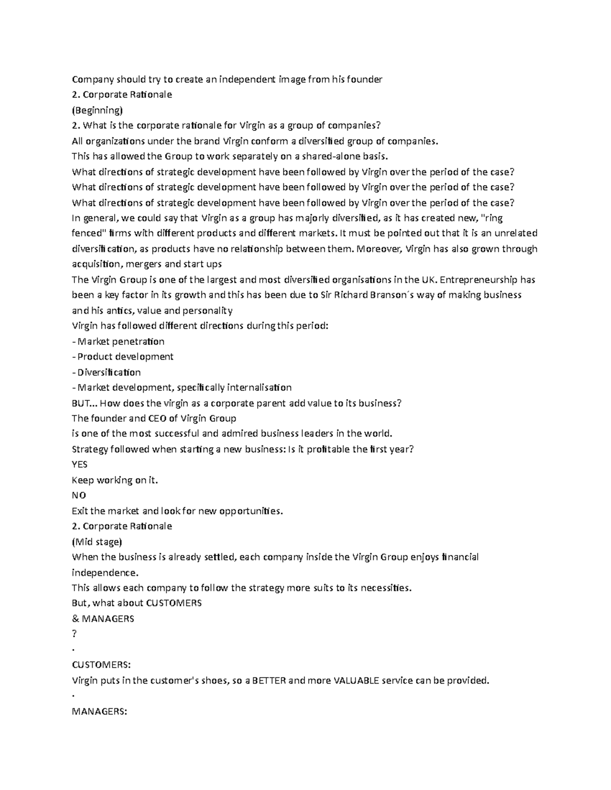 Virgin Group Corporate Rationale Case Study Analysis - Studocu