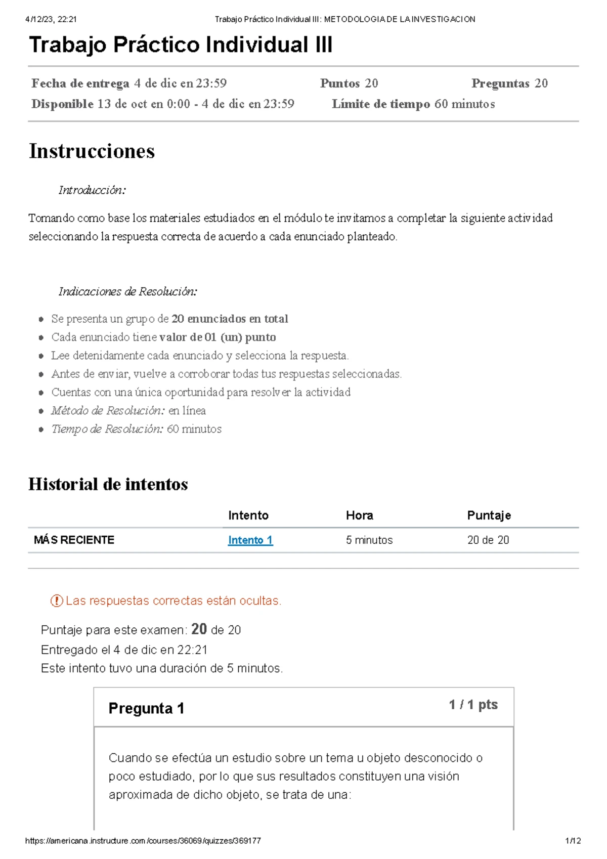 Trabajo Práctico Individual III: Organización y Método - Guía de ...