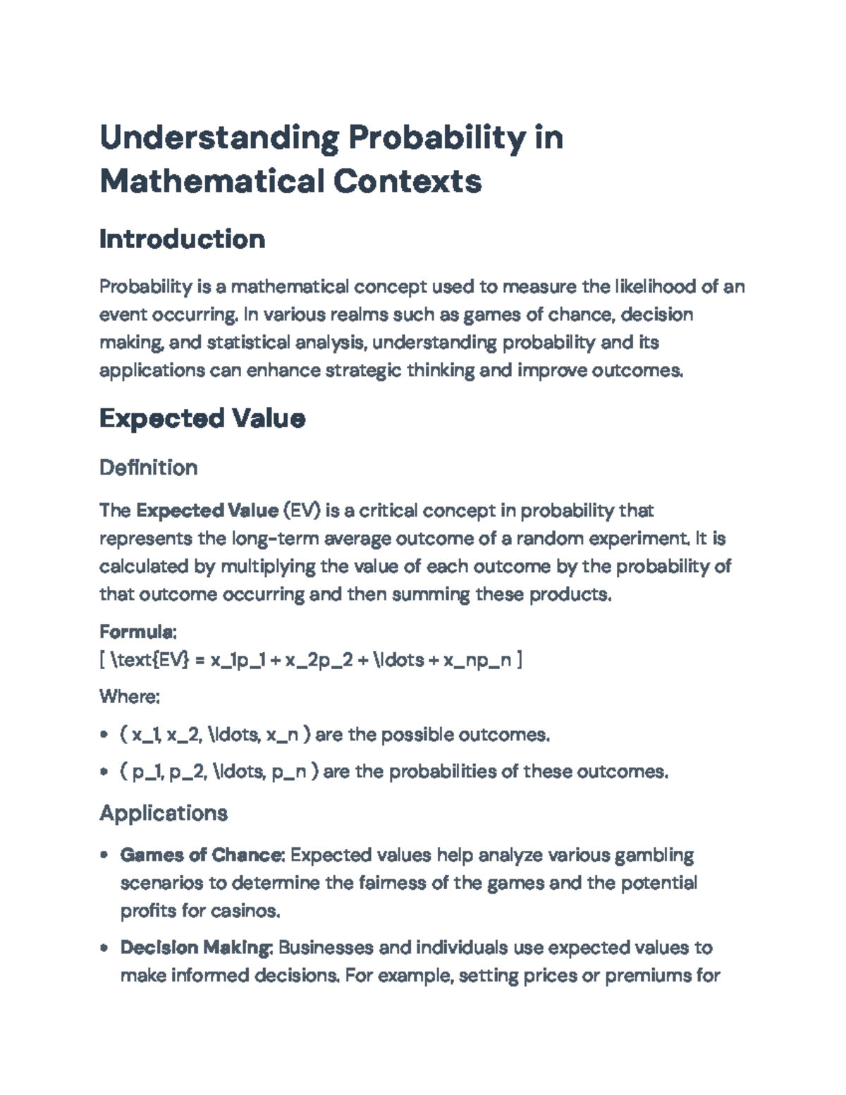 Understanding Probability: Expected Value and Conditional Probability ...