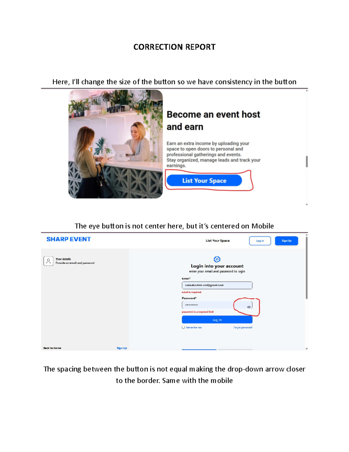 Correction Report 075703: UI Design Inconsistencies and Issues - Studocu