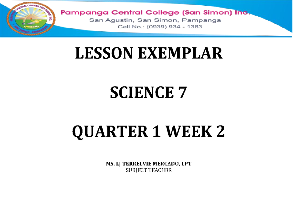 Q1 LE Science 7 L2 W2 - Kinetic Molecular Theory Lesson Plan - Studocu