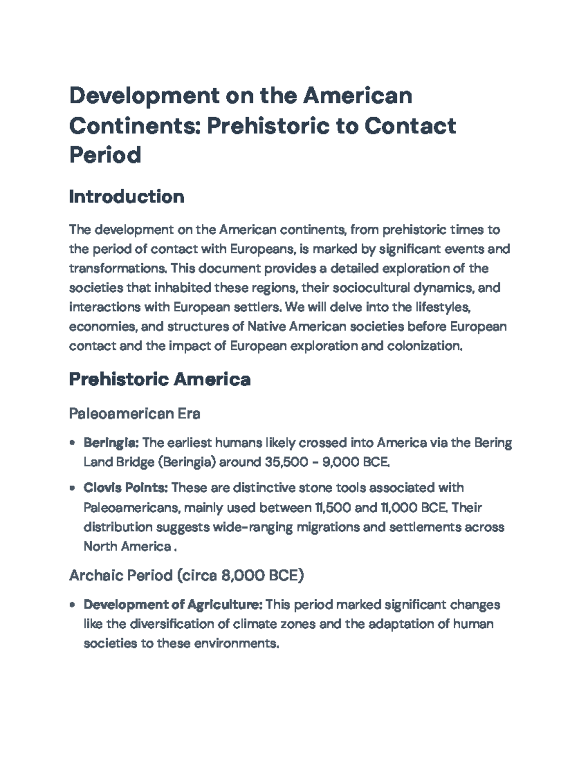 The Development of American Societies: Prehistoric to European Contact ...