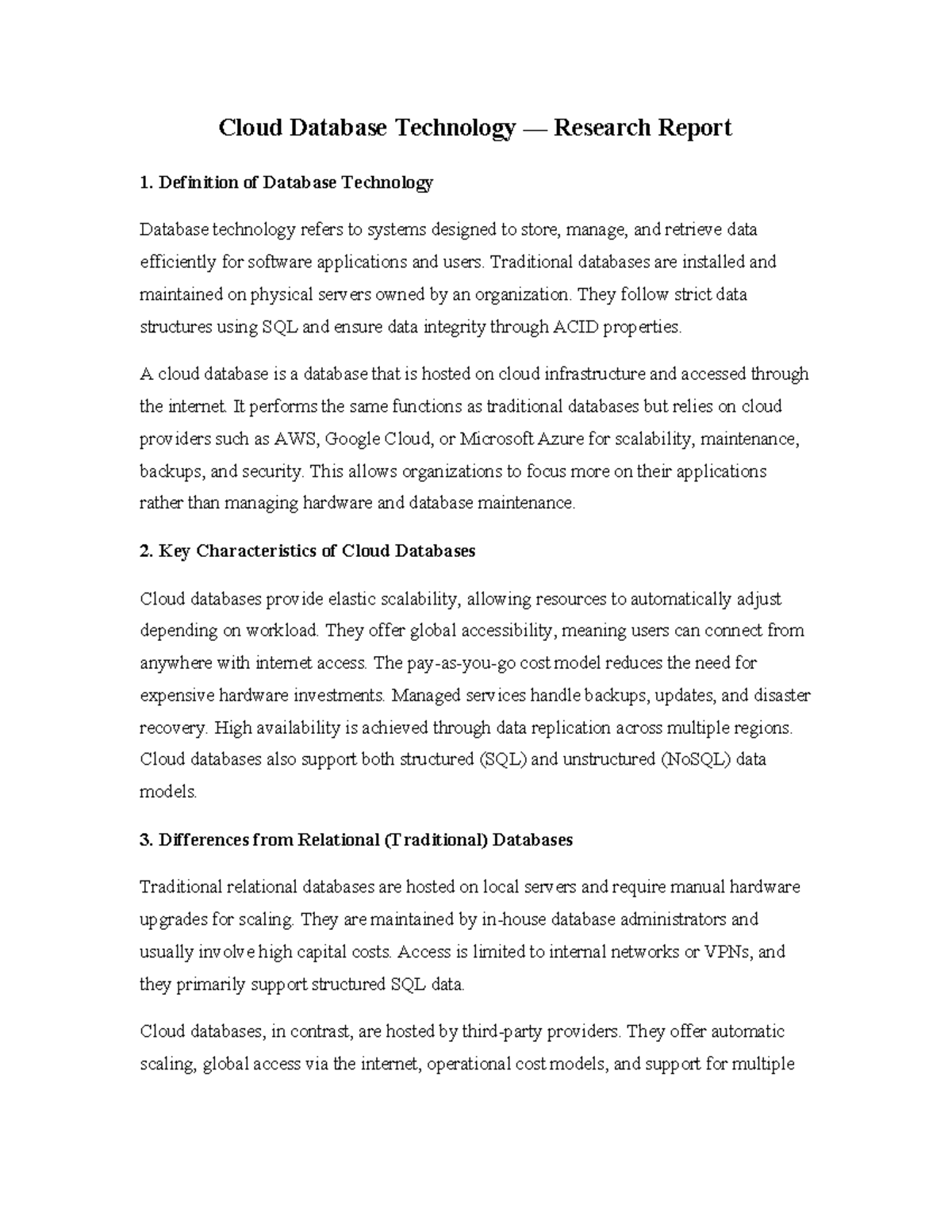 Cloud Database Technology Research Report: Key Insights and ...