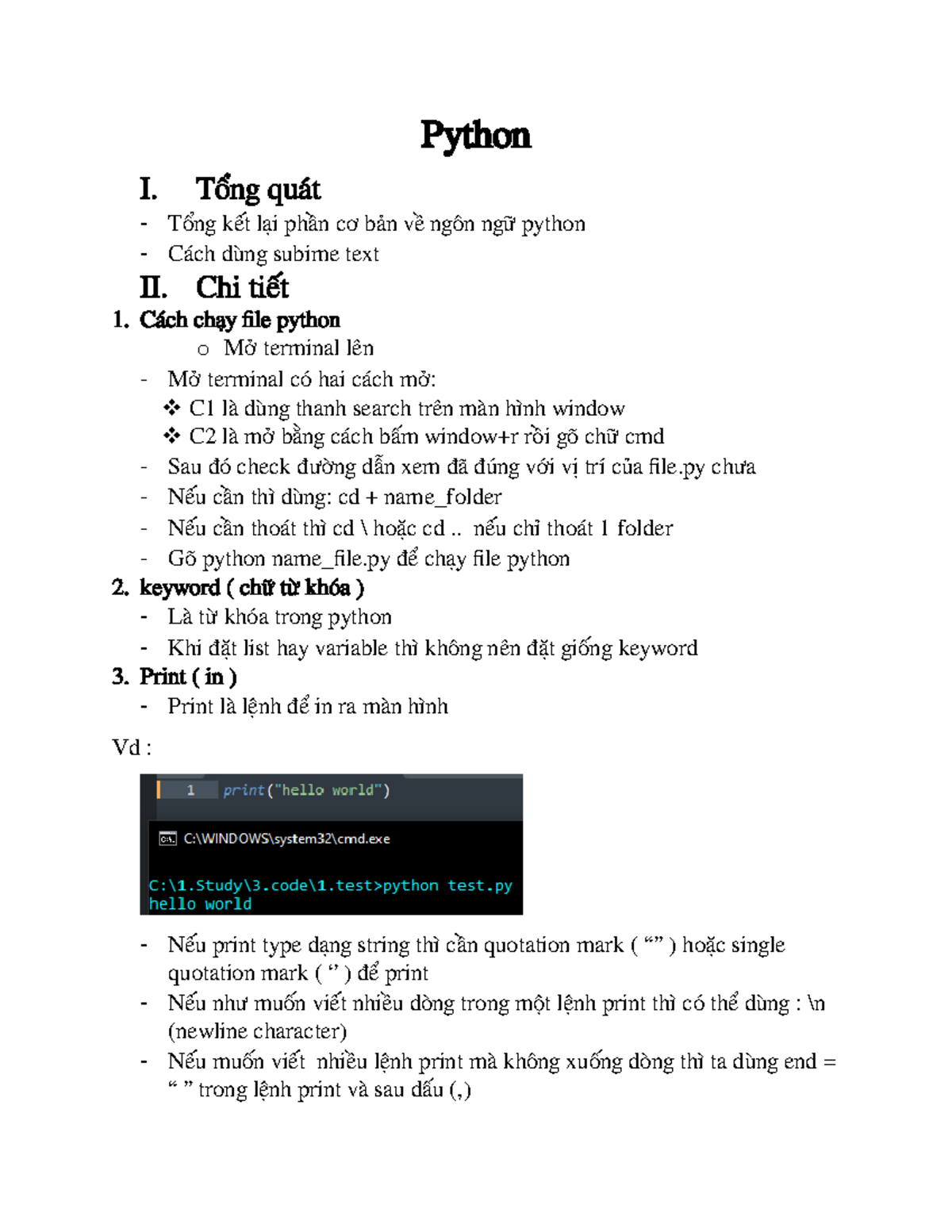 Python I: Tổng kết cơ bản về ngôn ngữ Python - Studocu