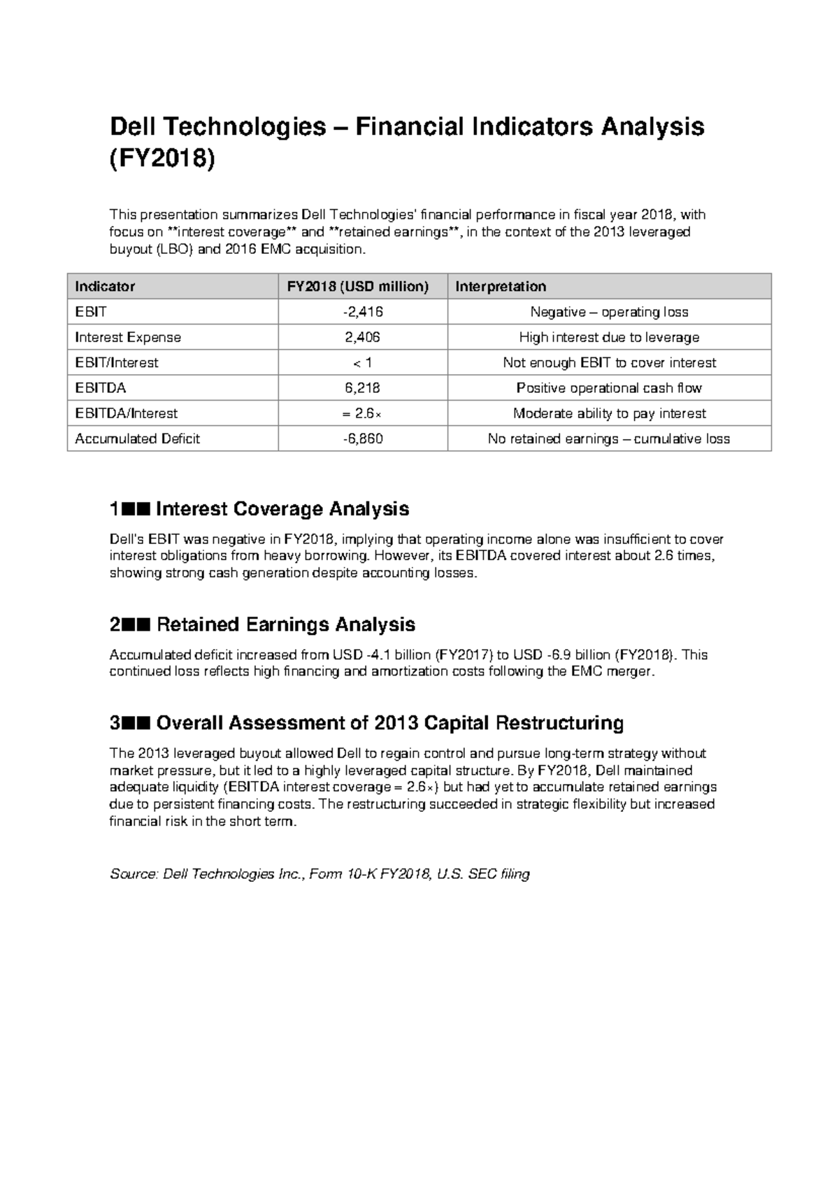 Dell Technologies Financial Analysis (FY2018): Key Indicators ...