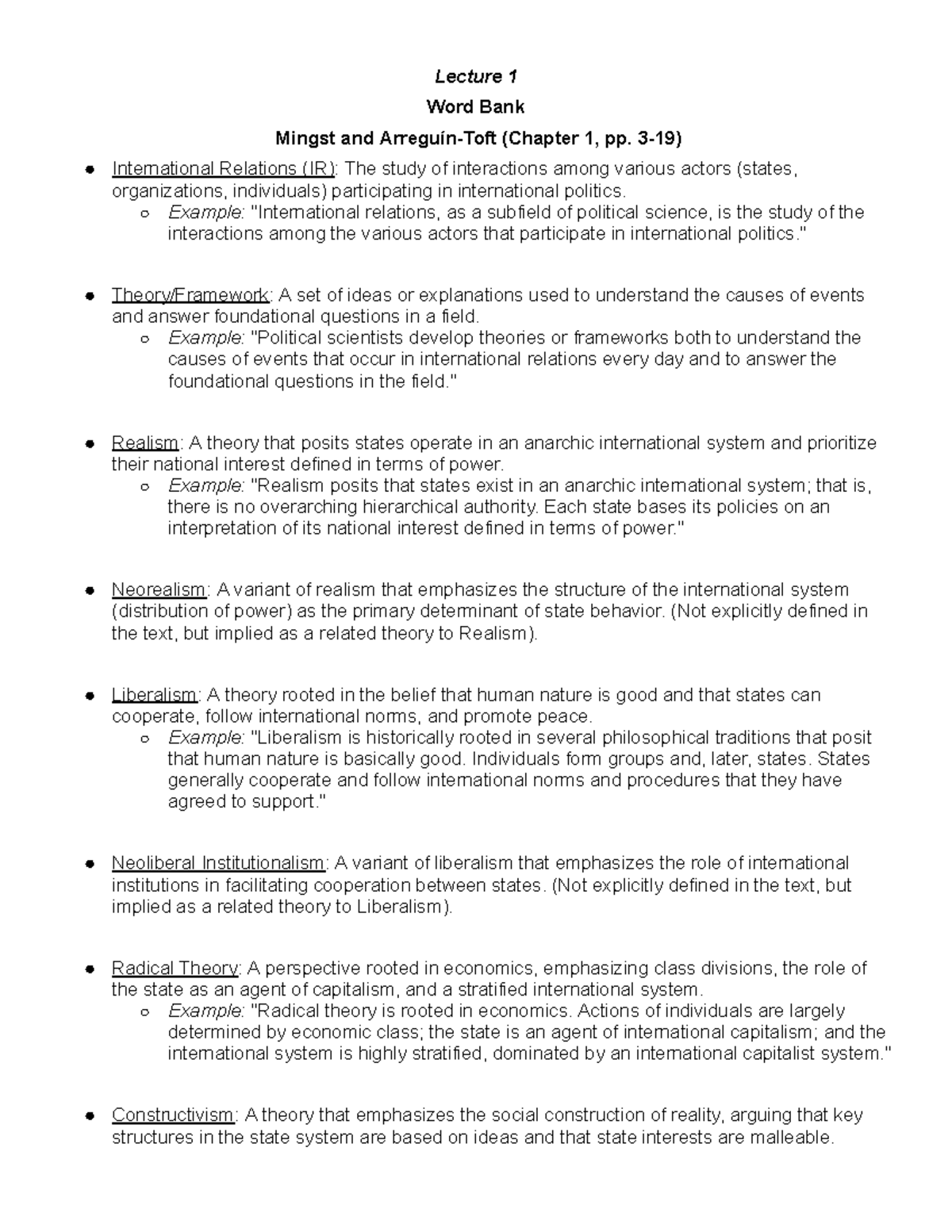 POLSC 180 Lecture Notes: Key Concepts in International Relations - Studocu