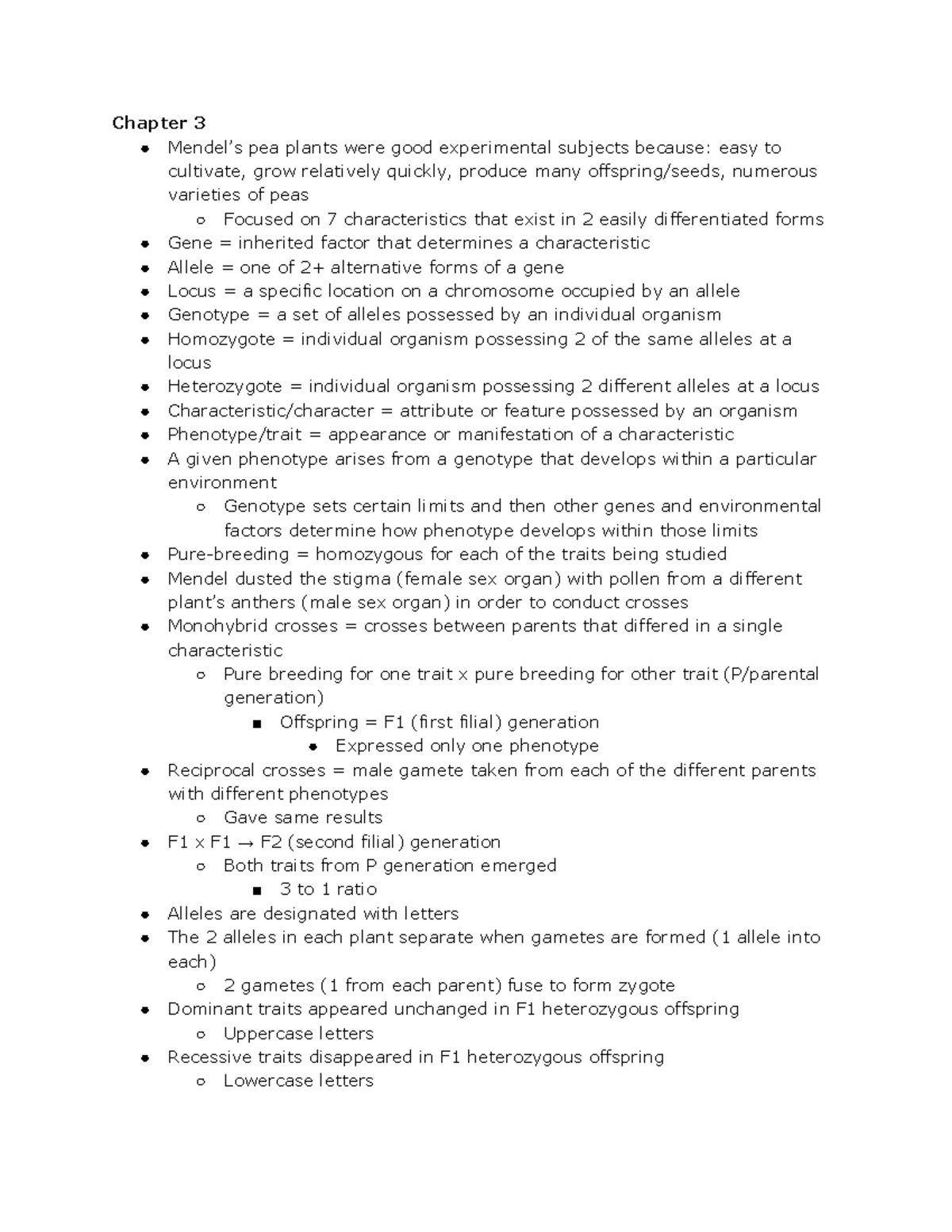 Genetics 3 - Textbook Notes: Chapter 3 Overview and Key Concepts - Studocu