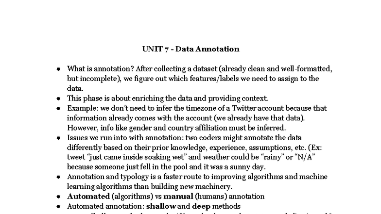 COMP 370 - Units 7, 8, 9: Data Annotation, Analysis & Interpretation ...