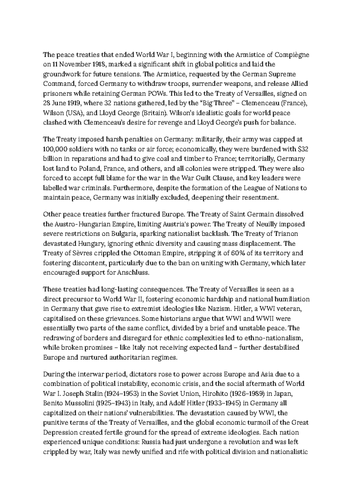 Power and Authority: The Impact of WWI Treaties on Nazi Germany - Studocu
