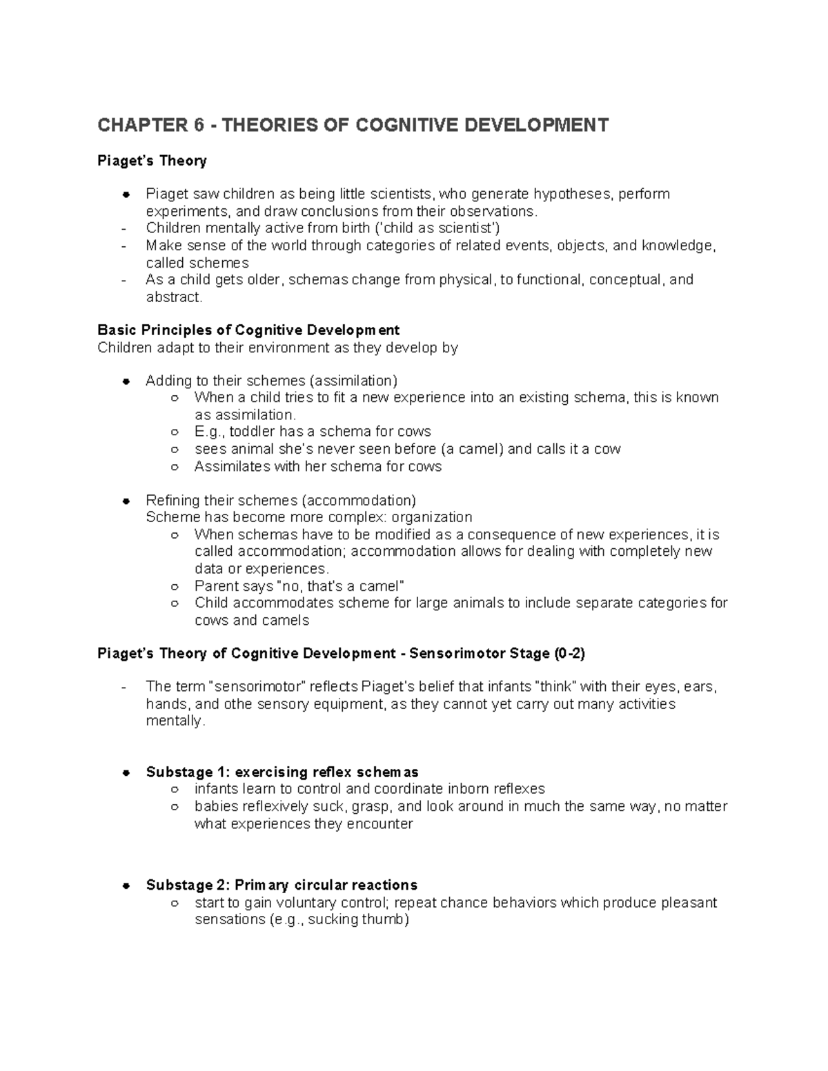 Pysch MIdterm 2 - Weeks 7 and 8 - CHAPTER 6 - THEORIES OF COGNITIVE ...
