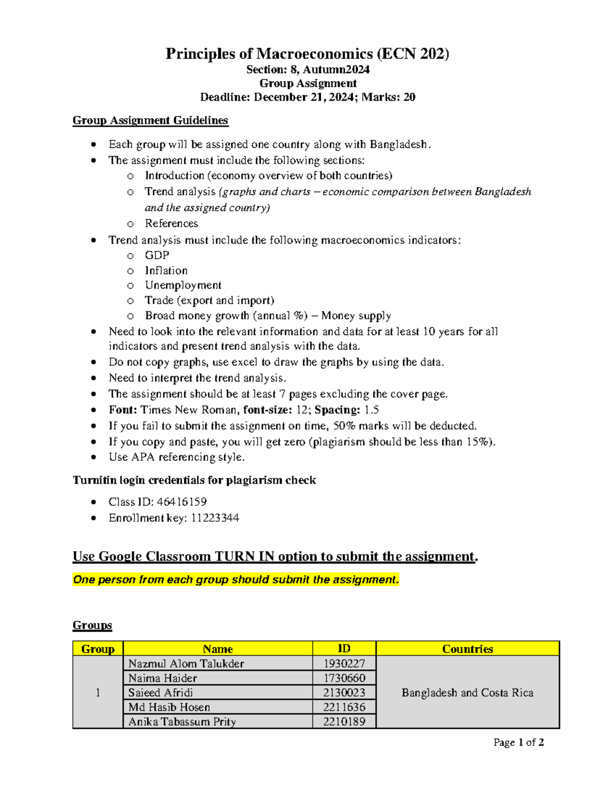 ECN 202 Sec 8 Group Assignment - Page 1 of 2 Principles of ...