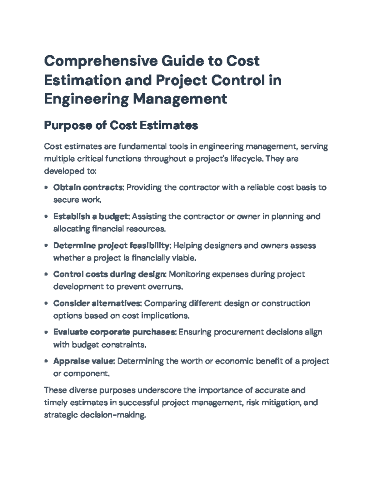 Comprehensive Guide to Cost Estimation & EVM in Engineering Management ...