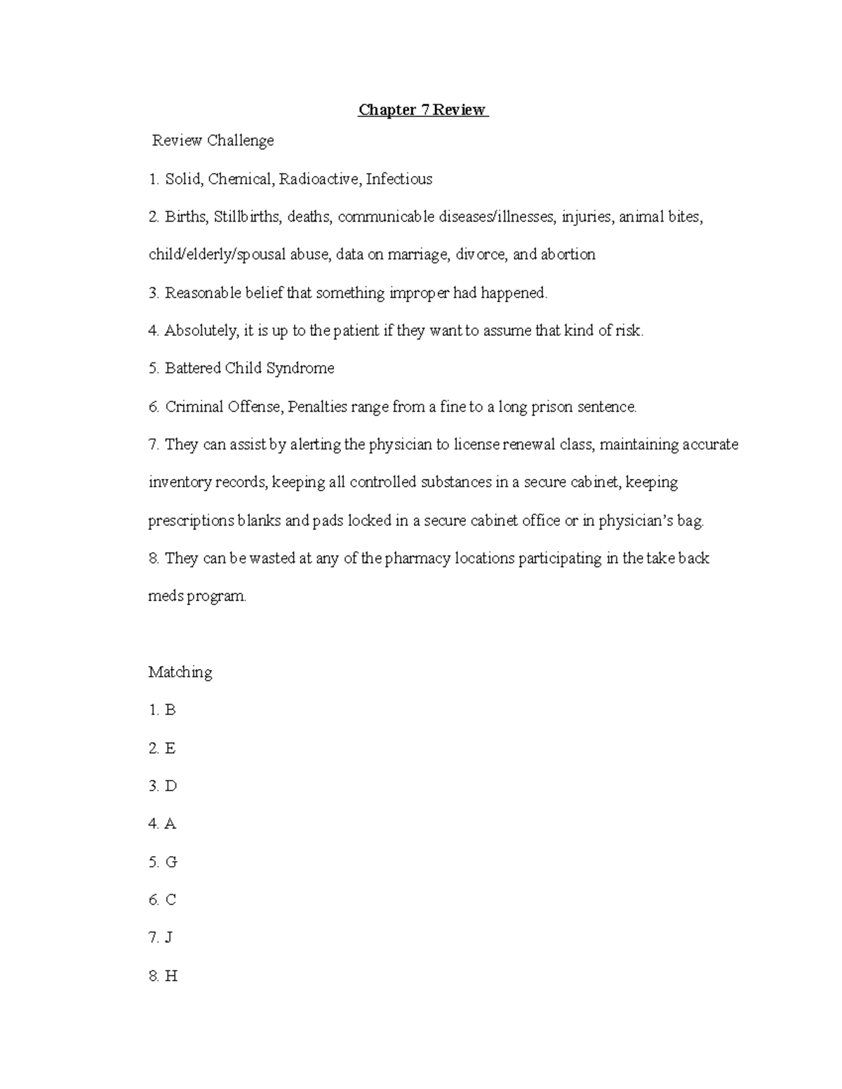 Chapter 7 Review: Key Concepts and Matching Exercises - Studocu