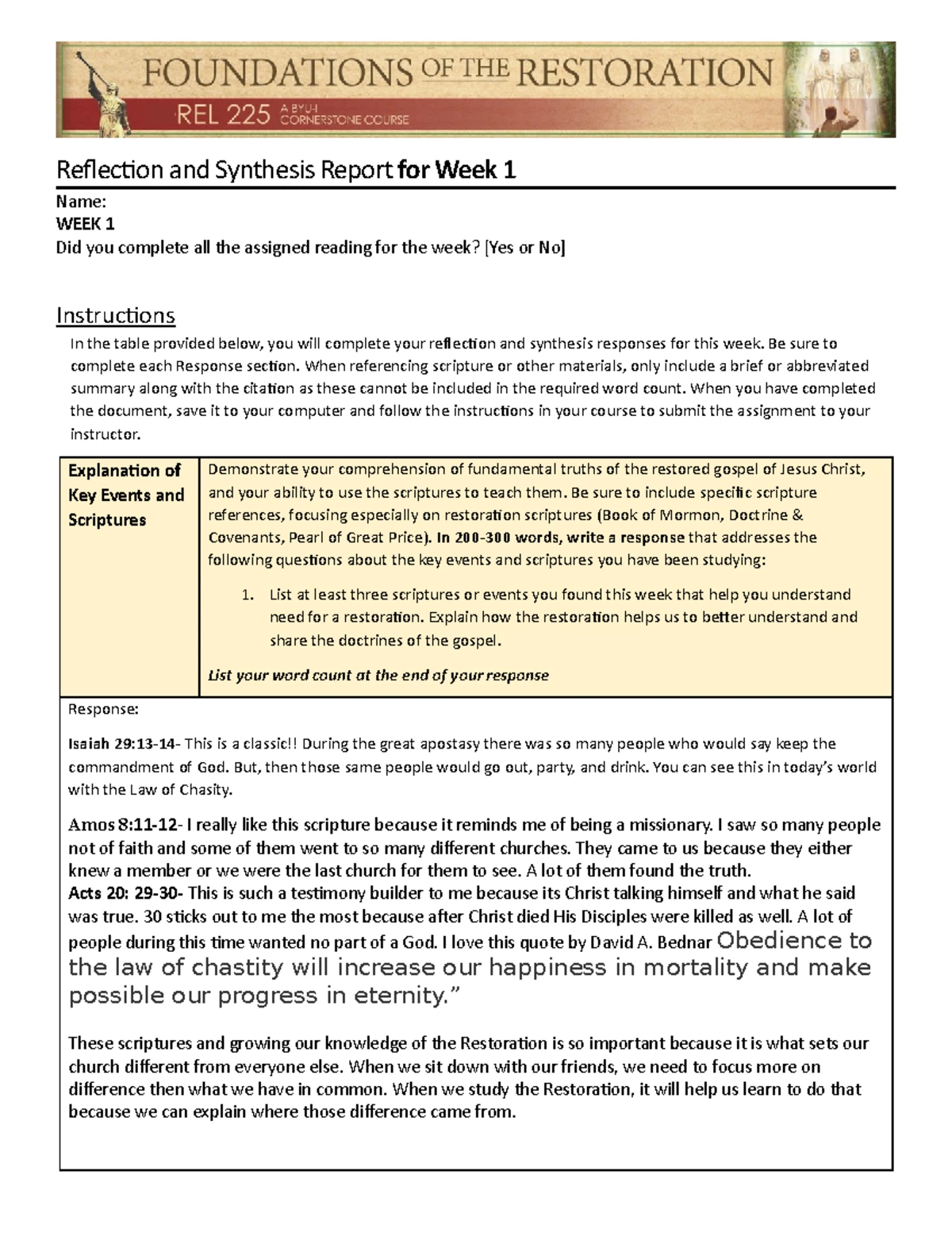 REL225C W01 Reflection Synthesis - Reflection and Synthesis Report for ...