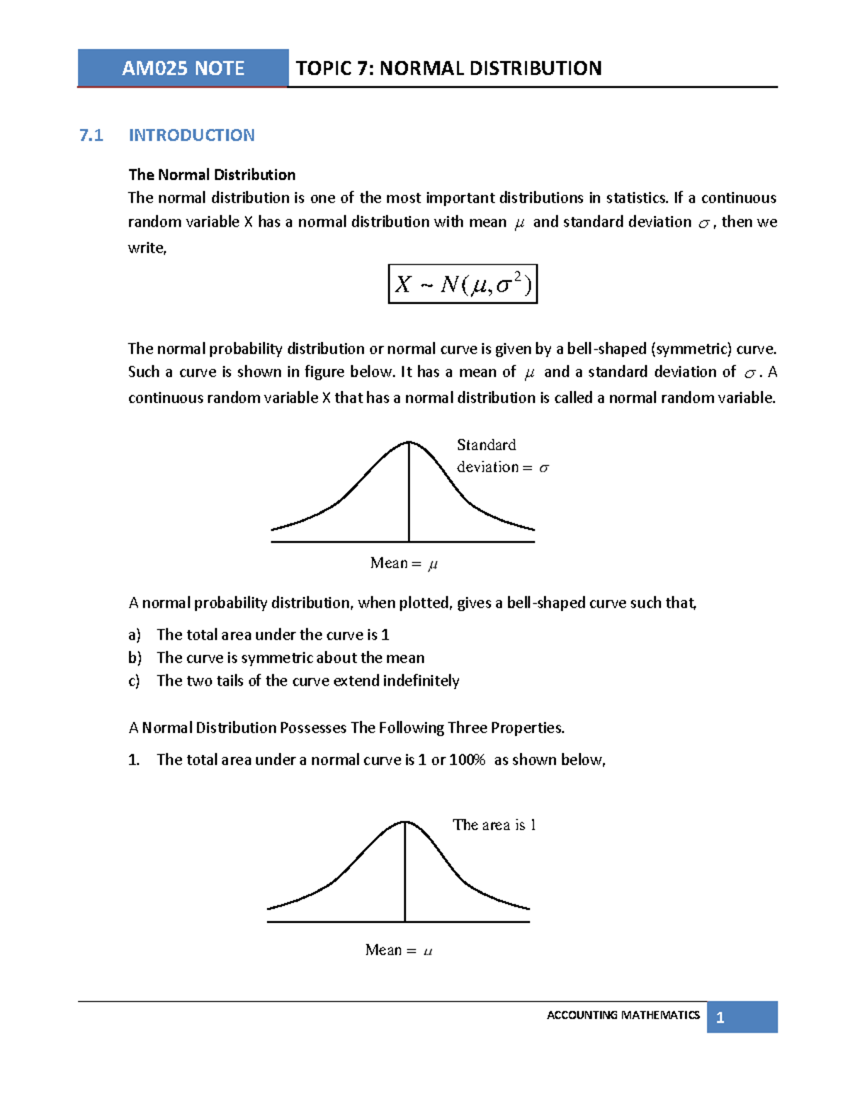 AM025 Final Exam Notes: Normal Distribution and Correlation - Studocu