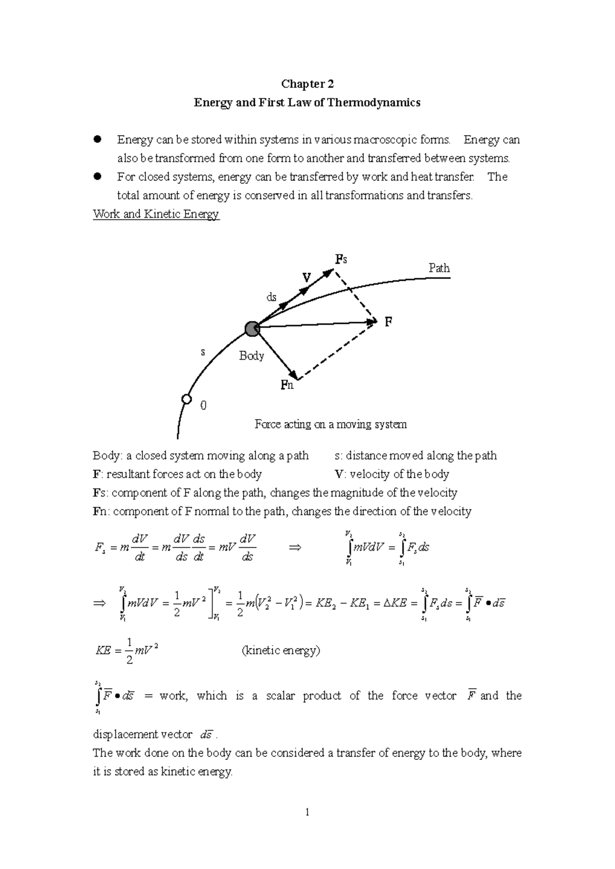 Chapter 2: Energy & the First Law of Thermodynamics (Course Code ...