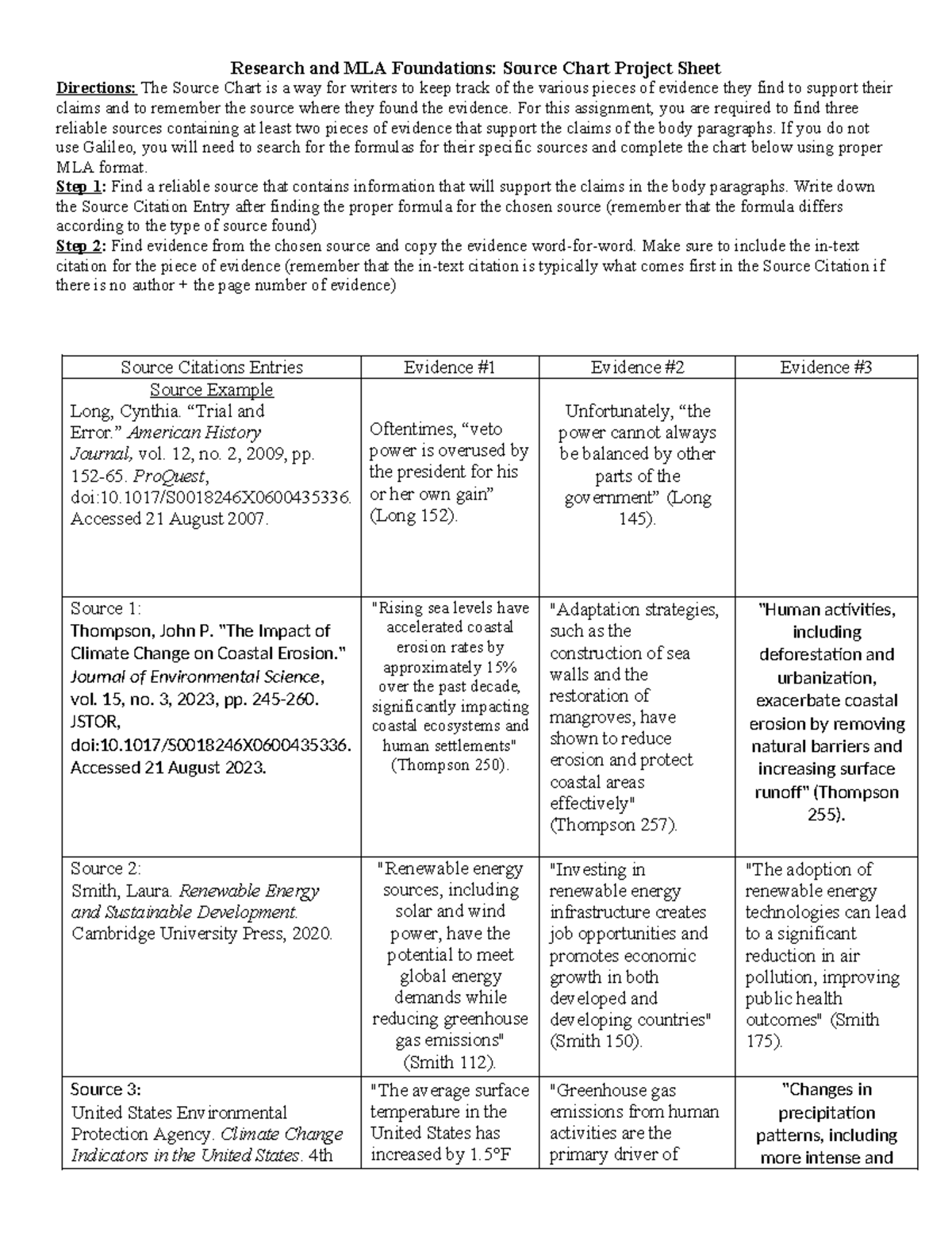 Lit Project 1 - Source Chart & MLA Evidence Gathering Guide - Studocu