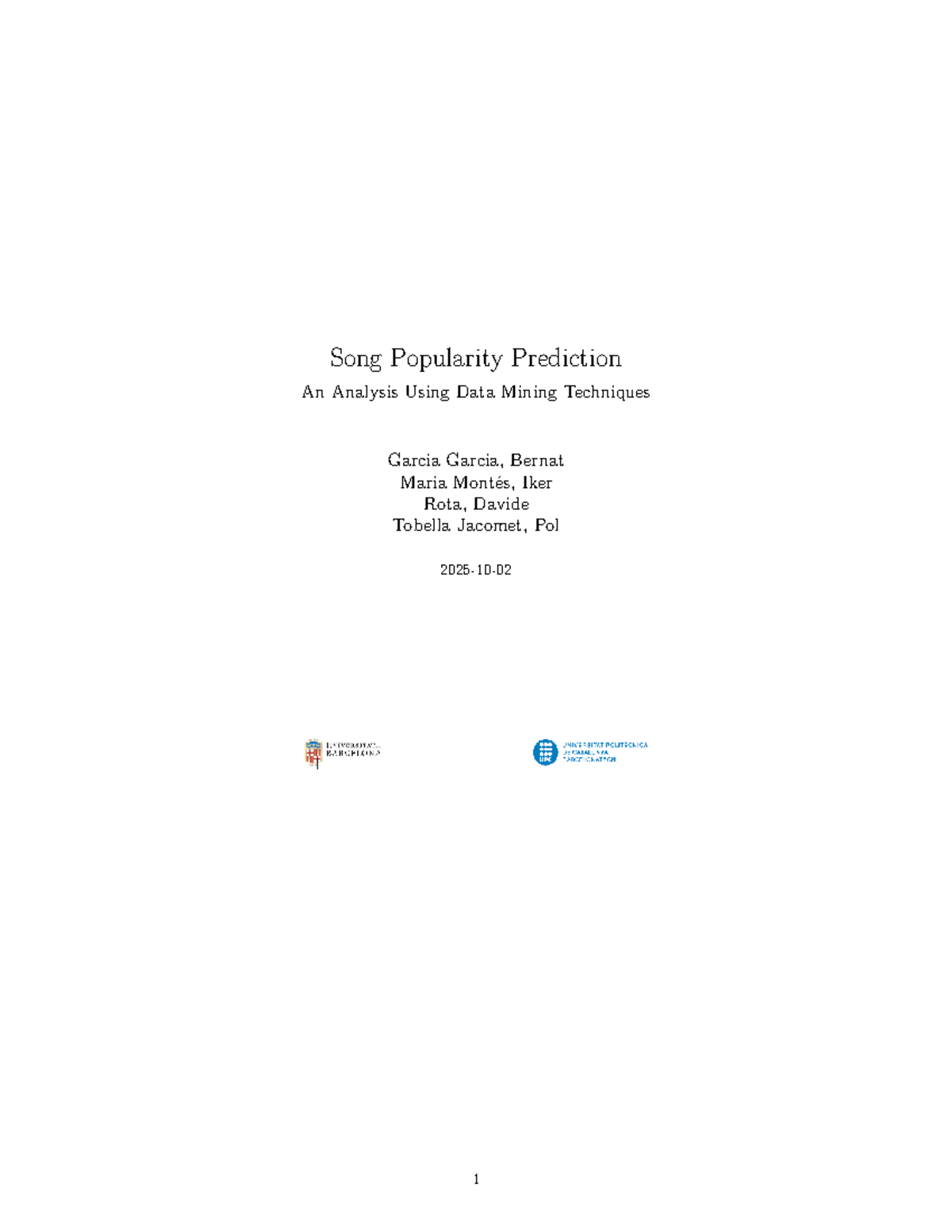Song Popularity Prediction: Data Mining Techniques Analysis - Studocu