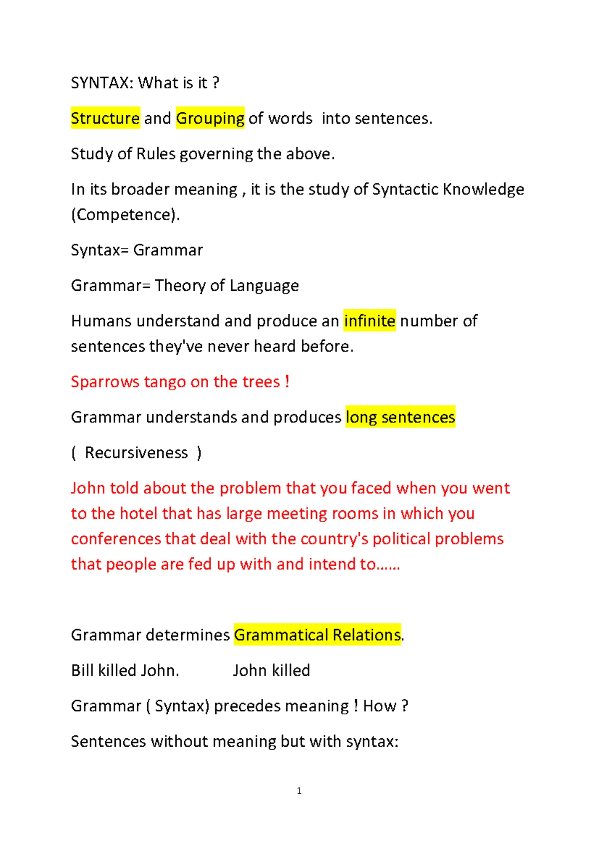 Syntax and Grammar: Key Concepts and Rules in Language (SYNTAX 514